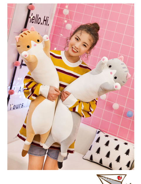 Long Cat-Shaped Plush Pillow Toy, Cross-Border Bestseller, 50-130cm Lying Cat Doll