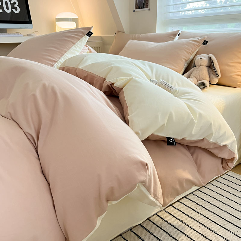 Cama de algodón de clase A para madres y bebés, ropa de cama de cuatro piezas, ropa de cama de color sólido, ropa de cama, dormitorio de estudiantes, tres piezas