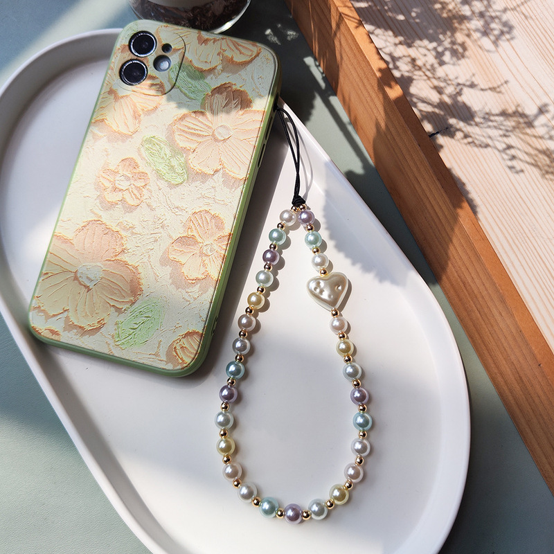 KKBEAD Mobile Phone Rope Sunset Imitation Pearl Beaded Mobile Phone Chain Girl's Wristband Ins Style Love Imitation Pearl Hanging Decoration KKBEAD Mobile Phone Rope Sunset Imitation Pearl Beaded Mobile Phone Chain Girl's Wristband Ins Style Love Imitation Pearl Hanging Decoration