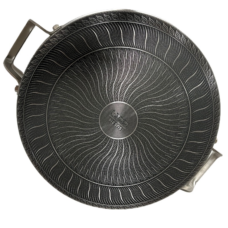 Double-eared pan frying pan 316 stainless steel non-stick pan household stew pan pancake baking pan induction cooker high 5cm frying pan