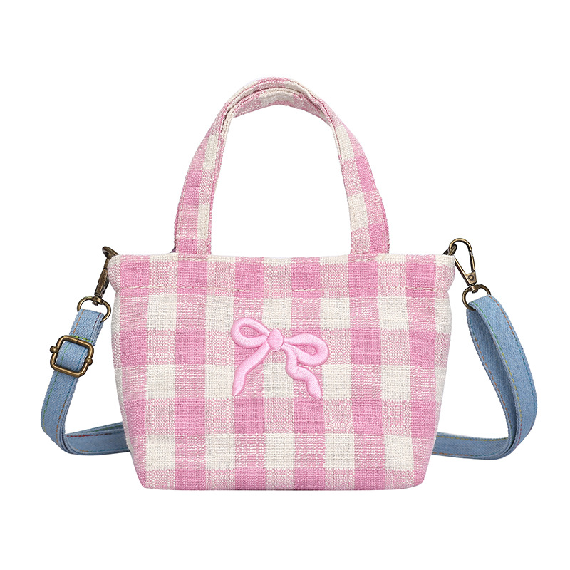 letras extranjeras bolsos de hombro para niños, lona bordada, bolsos de mochila para niños y niñas, bolsos de moda para niños, bolsos de arco a cuadros
