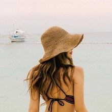 跨境新款手工编织草帽女夏季沙滩太阳帽草编帽胚防晒户外遮阳帽女