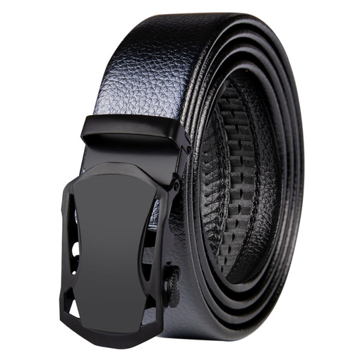 Automatic Buckle Leather Belt Black Face Sports Car Style Waist Bag Edge PVC Wear-Resistant Scratch-Resistant Men's Pants Belt Hot Sale at Street Stalls