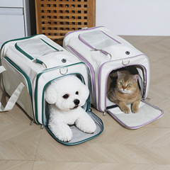 ペットの猫の犬は携帯して外出します。