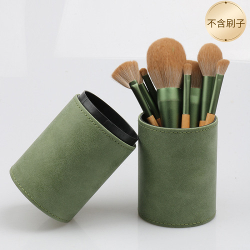Green Cloud Makeup Brush Pot PU Storage Cylinder Dustproof Makeup Case Eyebrow Pen Large Capacity Storage Box Pen Holder