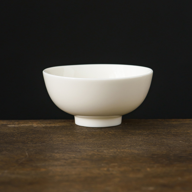 [Chinese White] 4.8-Inch Rice Bowl Dehua White Porcelain Porridge Bowl 330ml Small Soup Bowl Ceramic Dining Bowl