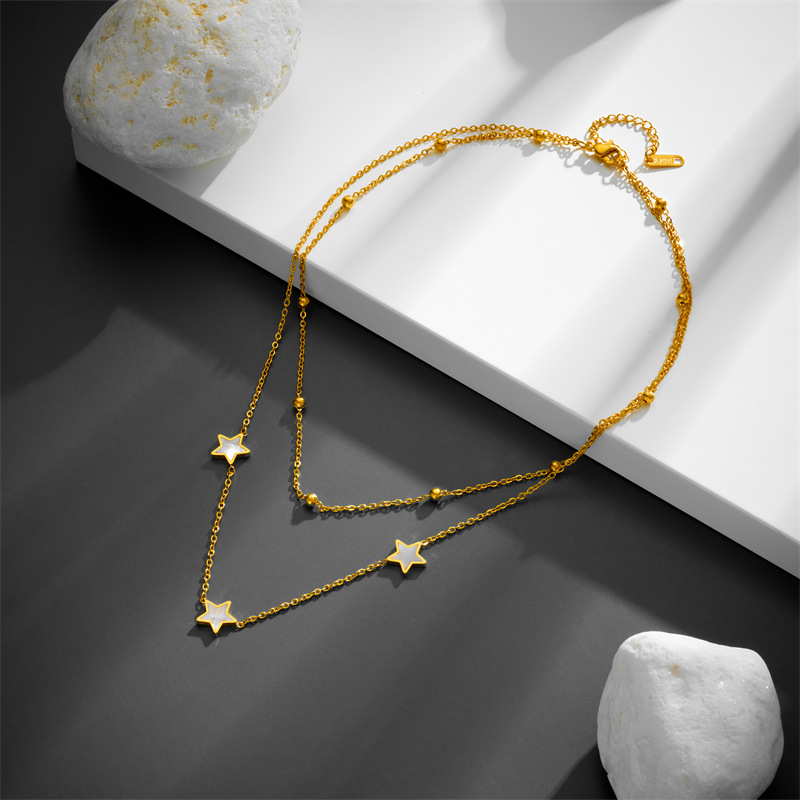 Mode Star Acier Au Titane Placage Incruster Coquille Collier En Couches 1 Pièce display picture 1