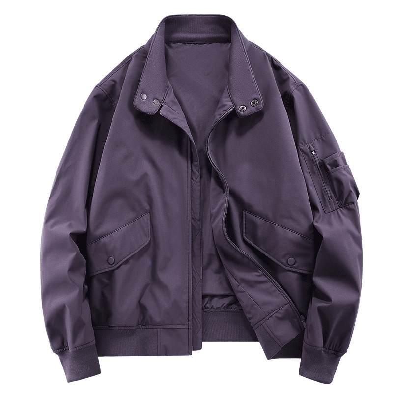 2024 Autumn/Winter New Men's Simple Stand Collar Jacket, Soft and Skin-Friendly, Casual and Versatile, Waterproof, Windproof, Anti-Wrinkle