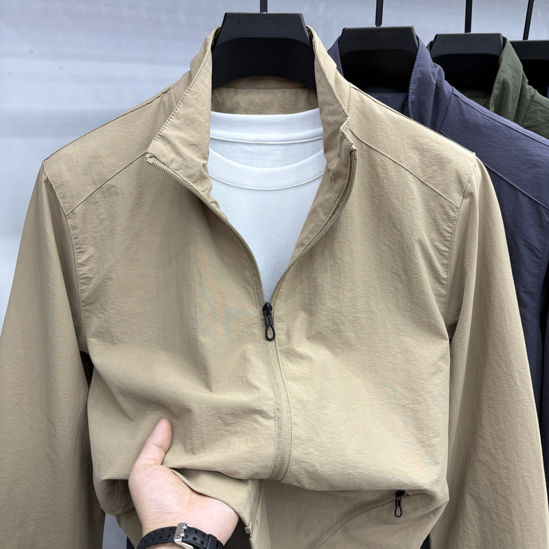 American Tommy Men's Outdoor Commuter Jacket Autumn and Winter New Fashion Casual Stand Collar Pure Color Top Hot Style
