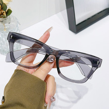 2024方框厚边眼镜框 欧美时尚ins眼镜 跨境复古潮流防蓝光平光镜