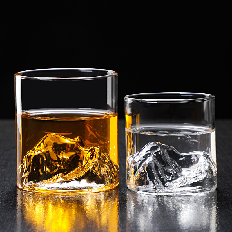 Glass Mountain Viewing Cup Japanese-style Mount Fuji Hidden Mountain Cup Japanese Whiskey Cup Home High-Value Water Cup Creative