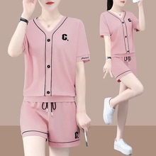 夏季运动套装女2025新款时尚洋气冰丝短袖短裤夏天休闲服两件套