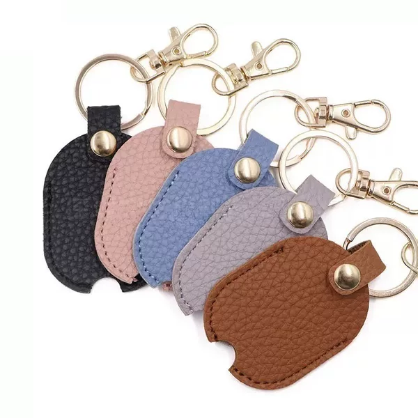 New Leather Key Protection Case Temu Hot-Selling Leather Key Cover Portable Anti-Lost Keychain Bag Pendant