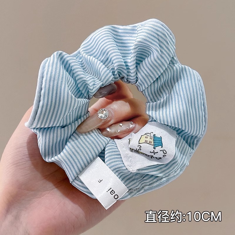 Anillo de pelo de intestino grueso súper grande coreano para mujer 2025 nuevo estilo de alta gama cordón de pelo de encaje plisado temperamento dulce cuerda de cabeza de flor