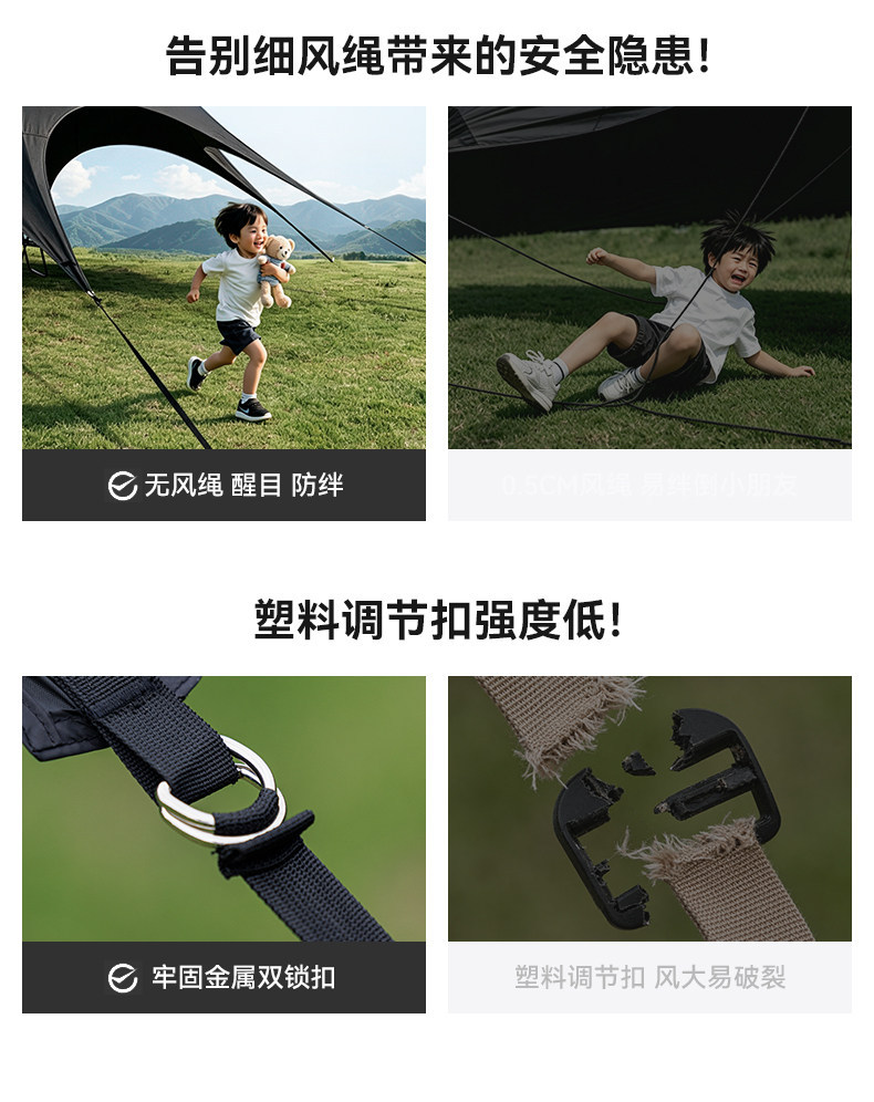 Blackdog Outdoor Canopy Tent Black Glue Sun Protection Camping Style Picnic Free Construction Windproof and Rainproof Awning