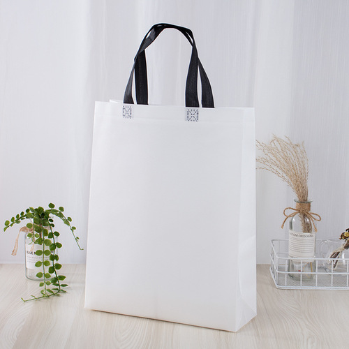 Coated non-woven bag plain solid color logo business supermarket handbag advertising portable shopping bag expedited