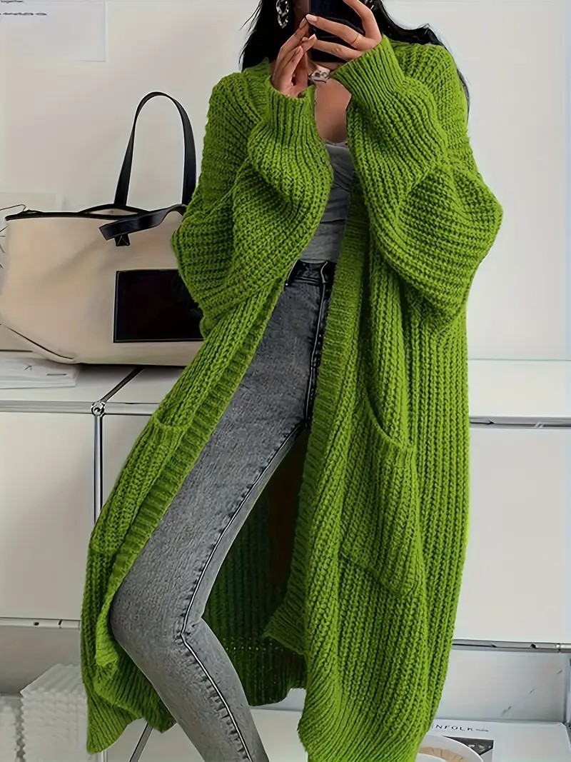 Long Sweater Coat Loose Long-Sleeved Knitted Cardigan 4 Long Sweater Coat Loose Long-Sleeved Knitted Cardigan