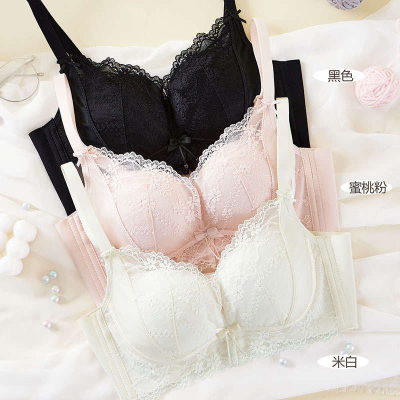 New Sexy Lace Girl Underwear Live Broadcast Push-Up Thick Small Breast Thin Cup Push-Up Bra Foreign Trade Cross-Border
