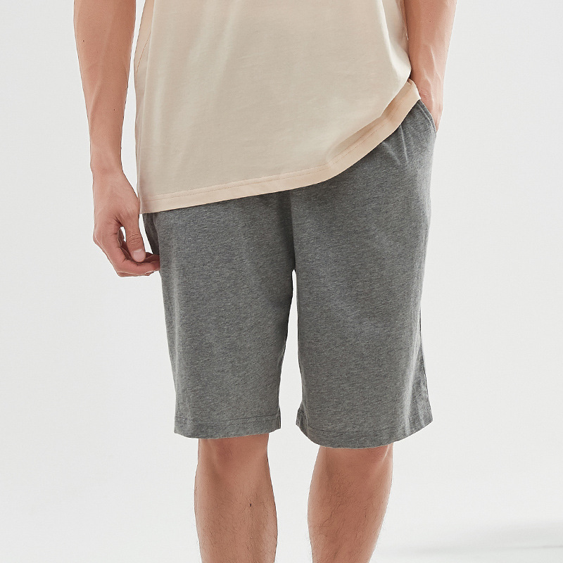 Men's cotton home pants casual loose youth fifth pants can be worn outside solid color simple Cotton pajama pants