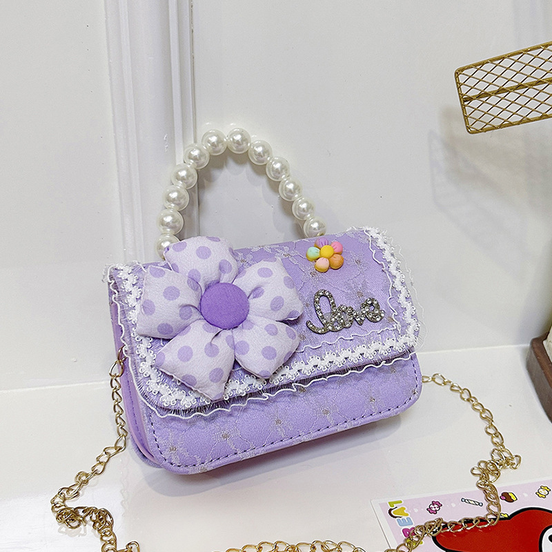 Nuevo bolso para niños de estilo extranjero, bolso de regazo de sequilla de niña, bolso de perla coreano, bolso de cambio de niña