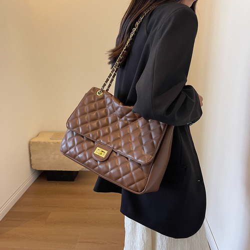 Xiaoxiangfeng women's bag new autumn and winter high-end rhombus chain bag large capacity single shoulder crossbody bag wandering bag