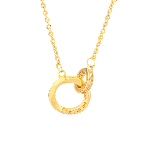Moebius Ring Necklace for Women, Double Clasp Round Elegant Fashion Lockchain, Simple Design Sense, Unique Pendant Necklace