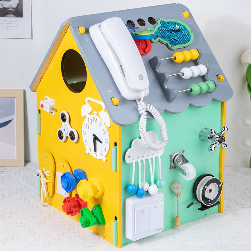 Madera ocupado tablero casa niños Montessori 1-2 años bebé casero DIY educación temprana juguetes educativos