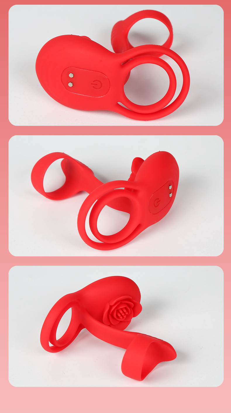 Rose Dual-Ring Vibrating Penis Ring with Remote, 10-Frequency Prostate Massager — detail image 23