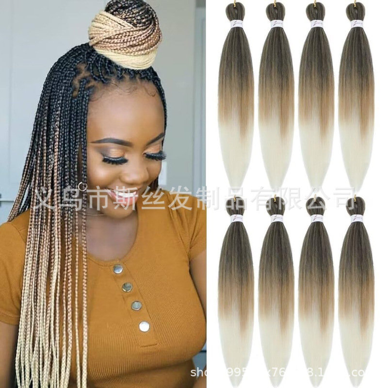 Cross-border African dirty braid wig Easy braids hair gradient color 26in large braid EZ BRAID chemical fiber