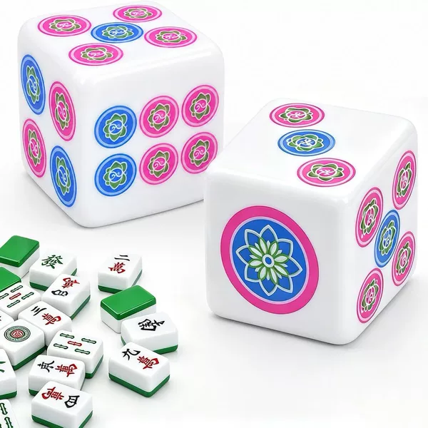 MAJH DICE Best-selling foreign trade product, No. 25 square-corner white mahjong dice, UV color printing, 2.5CM