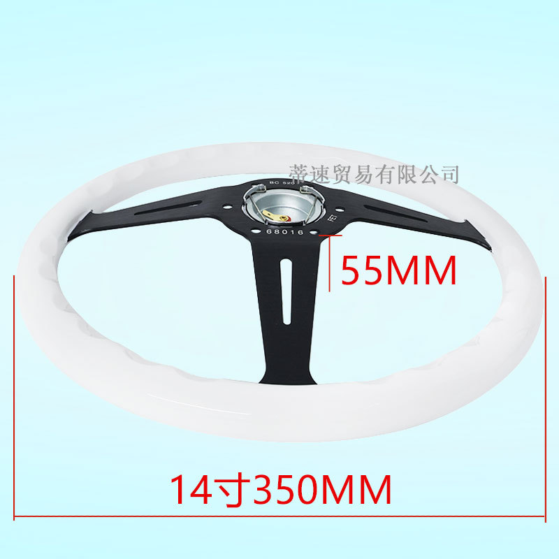 Cross-Border Hot-Selling Nd Universal 14-Inch 350mm White Abs Steering Wheel, Racing Steering Wheel with 74mm Hole Spacing