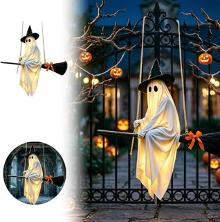 跨境亚马逊便携式可爱热销款Hanging Flying Ghost扫把幽灵装饰品