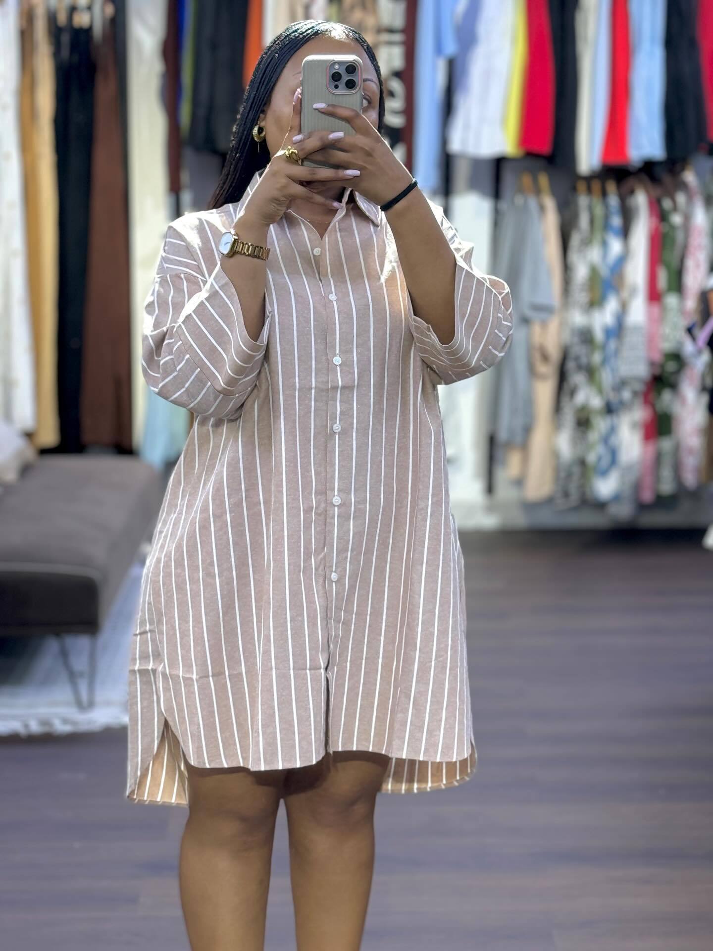 Camicia rigata oversize da donna blusa a maniche lunghe chic_voghion.com
