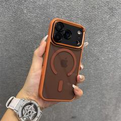 新款橙色适用iPhone17手机壳苹果17promax磁吸简约高级感16精孔男