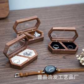 轻奢木质戒指盒情侣对戒包装盒亚克力盖求婚钻戒盒小耳钉饰品盒