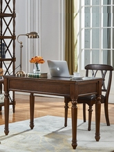 美式乡村书桌欧式家用电脑桌 书房简约办公桌卧室实木写字台1.2米