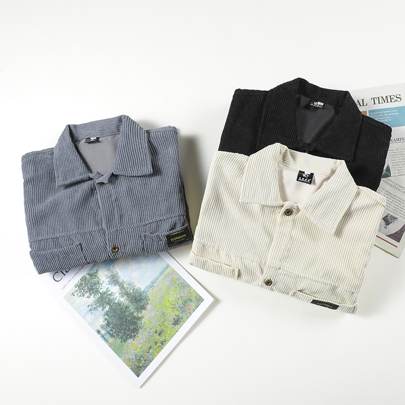 demi-season corduroy retro solid shirt for leisure