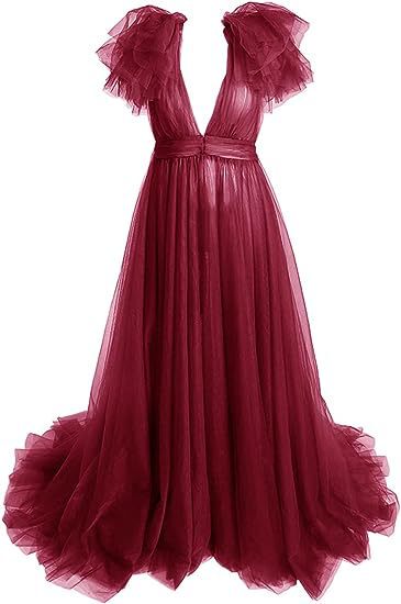 2025 cross-border foreign trade hot new pregnant women mesh dress photo dress deep V perspective multi-color can do party outfit