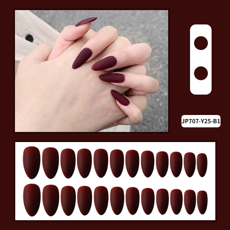 Uñas de uñas de color sólido, uñas largas puntiagudas, uñas de uñas mate mate, parches de uñas falsas, productos terminados al por mayor image 29