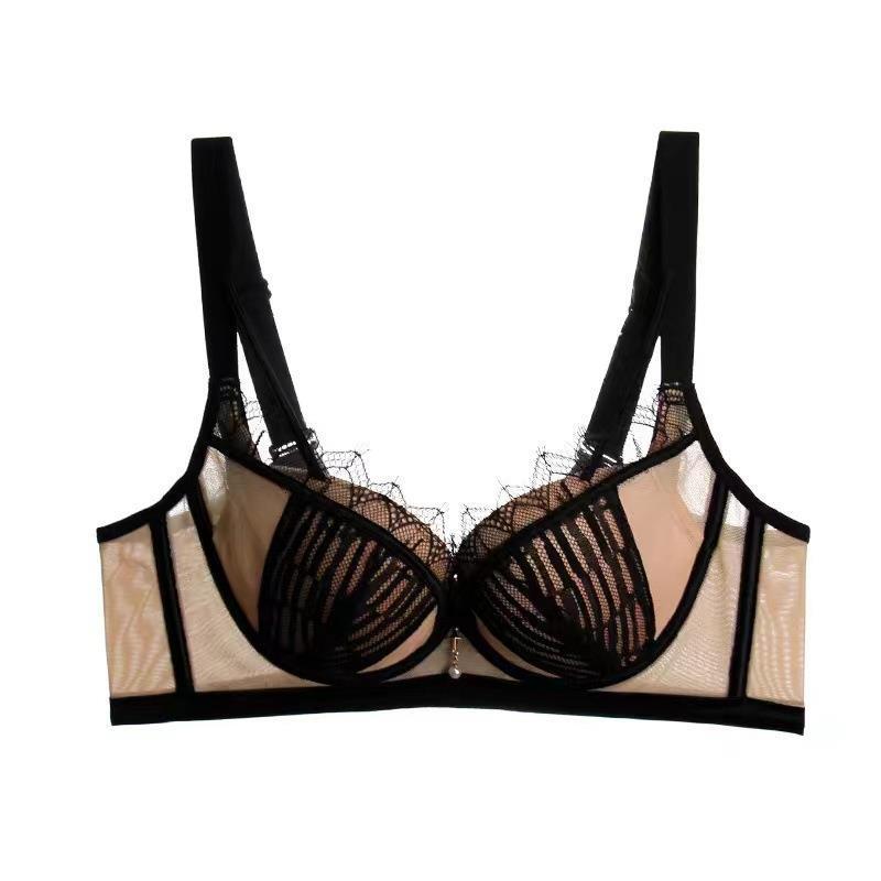 3199 popular encaje francés pequeño pecho sexy inalámbrico medio grueso taza ropa interior push up moda ajuste sujetador traje
