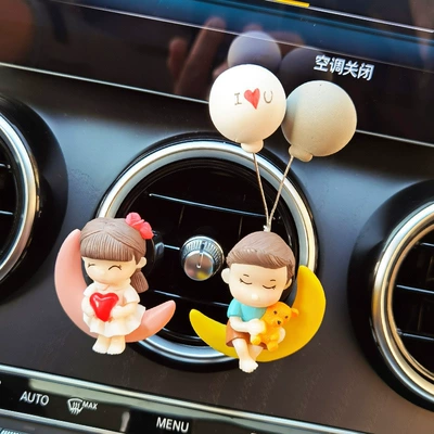 Car Perfume Aromatherapy, Decoration Women - moon-couple-gray-love-balloon-air-outlet