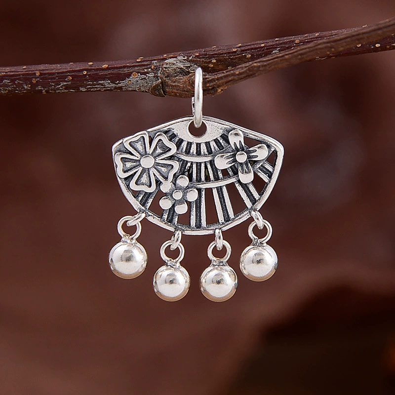Retro matte pendant, small accessory flower-shaped, bracelet, accessories, S925, silver 925 sample