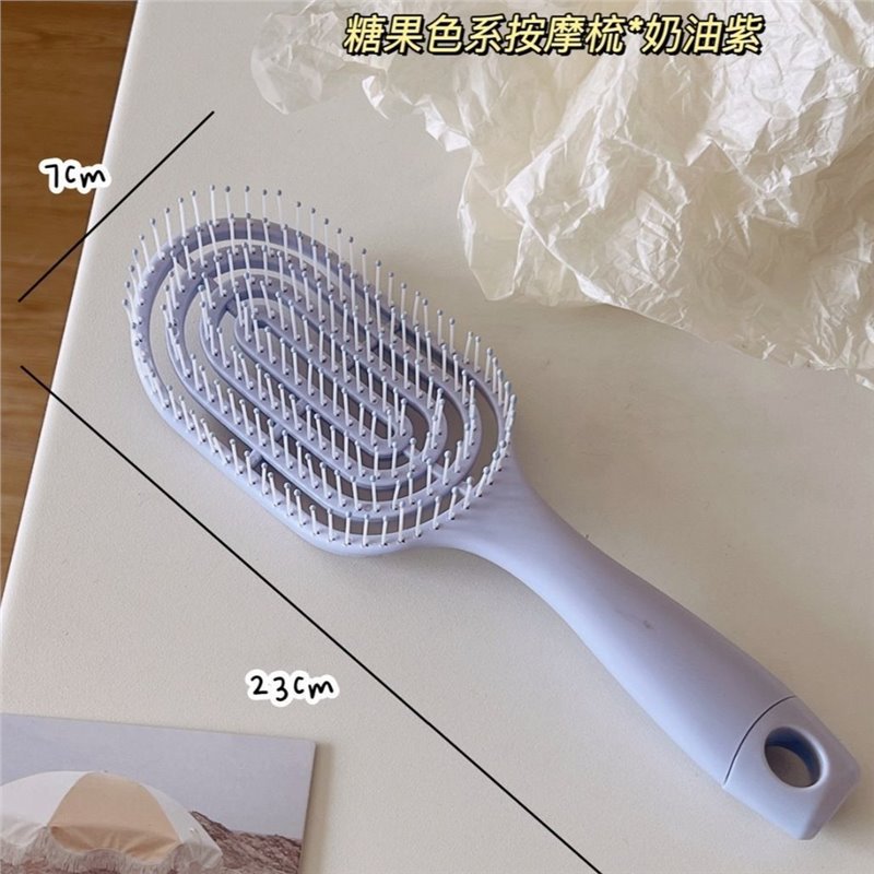 Cute estilo macarón costilla de masaje de tipo de retorno vacío casero cabello recto rizado cabello de masaje de cabello suelto peine de cuidado del cabello