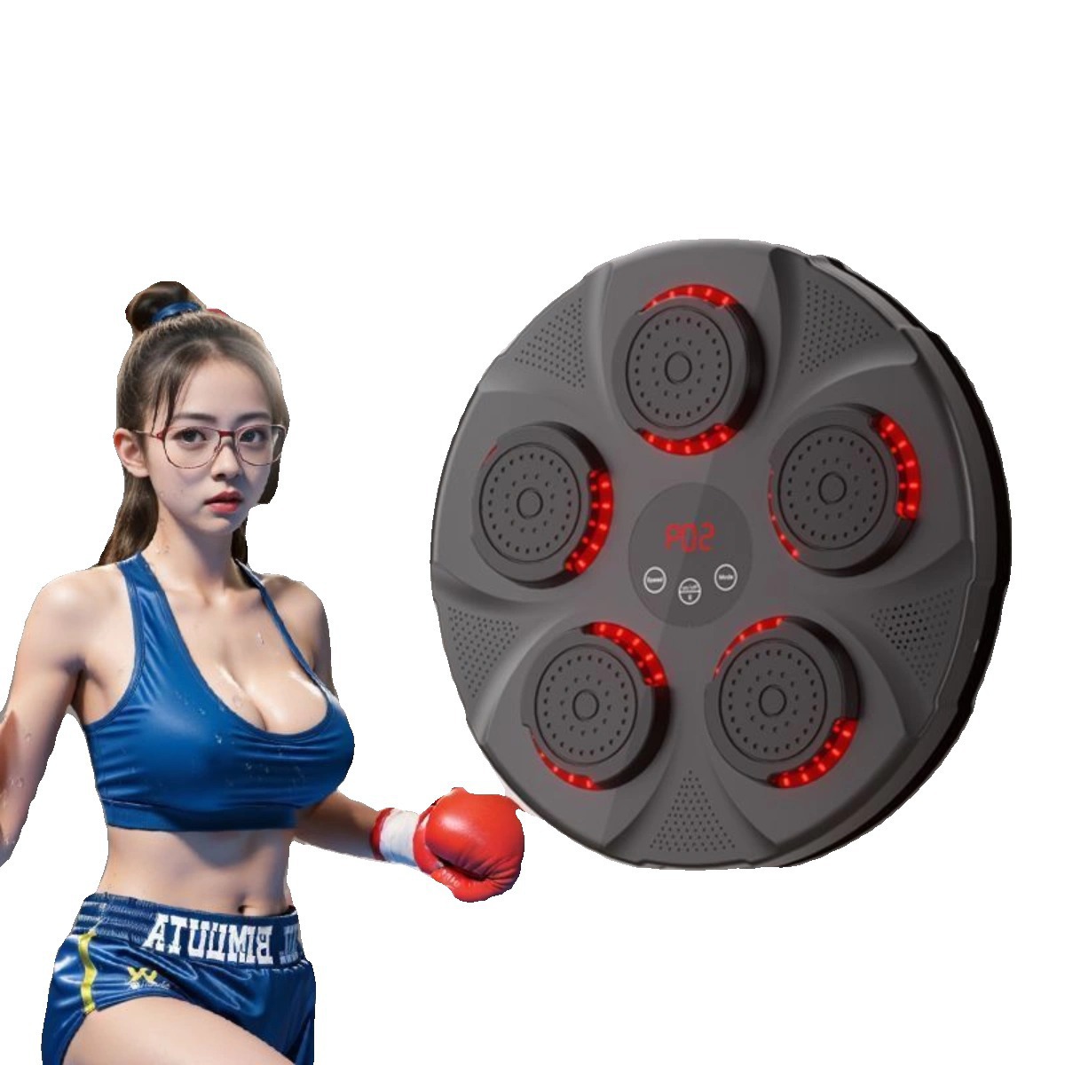 Cross-Border Bluetooth Music Smart Boxing Target Training Punch-Free Boxing Machine Trendy Fitness Sports Fitness Basketball Machine
