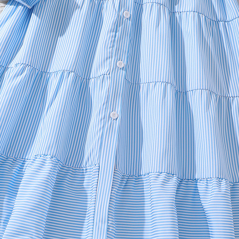 Girls' 9-11 years old autumn children's clothing 24 new fashionable striped long sleeved girls' dress_voghion.com