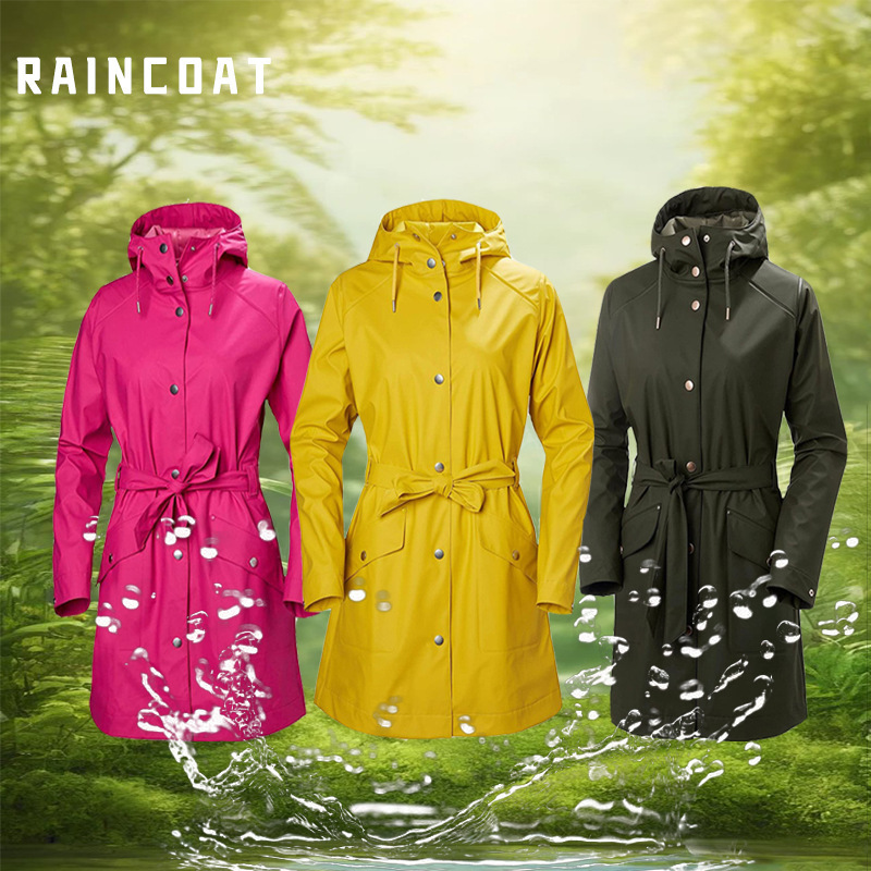 Rainoutwear Factory Direct Export Jacket Women's Pu Rainoutwear Jacket Waterproof Outdoor Women's Long Style Rainoutwear Factory Direct Export Jacket Women's Pu Rainoutwear Jacket Waterproof Outdoor Women's Long Style