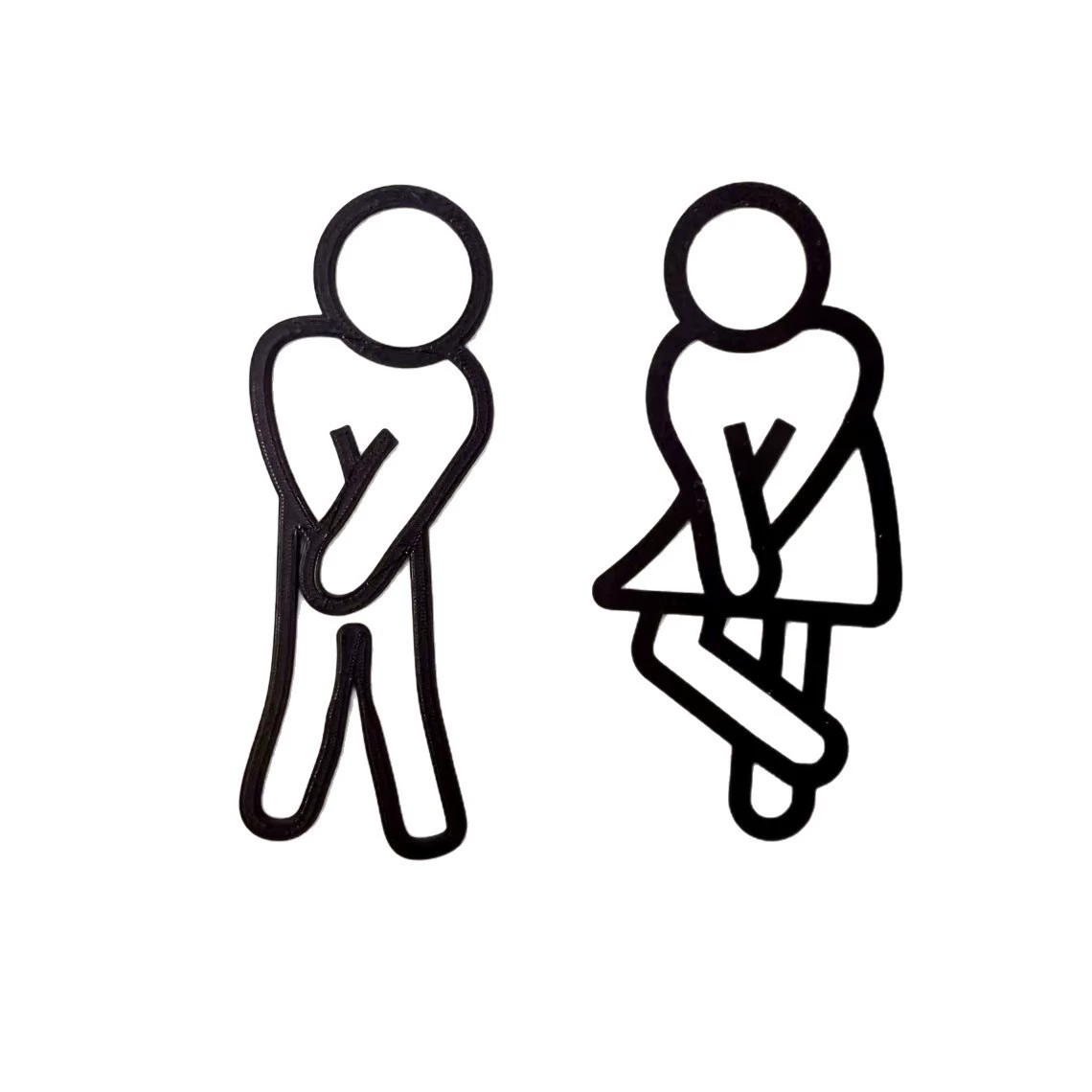 2D Flat, Fun Bathroom Signs - Мужские и женские знаки туалета - Украшения дверей туалета