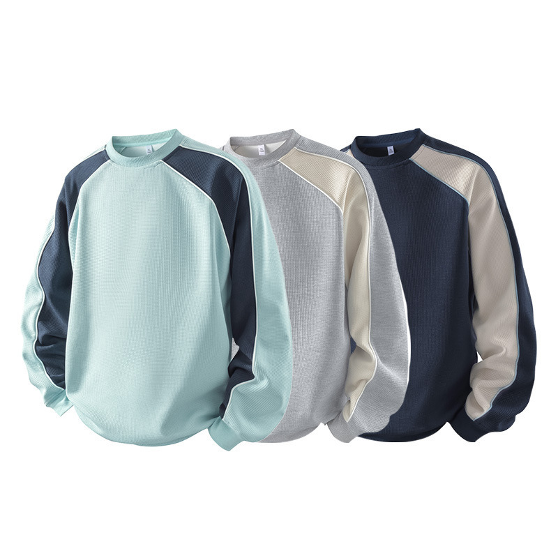 Foreign Trade Cross-Border Wholesale Color-Blocked Sweatshirt for Men, Autumn 2025 New Style, Loose Sports Top, Casual Base Shirt