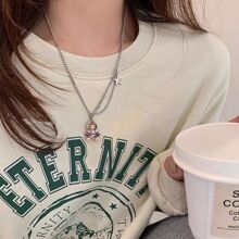 宇航员小熊钛钢项链女秋冬高级小众设计感毛衣链不掉色配饰卫衣链