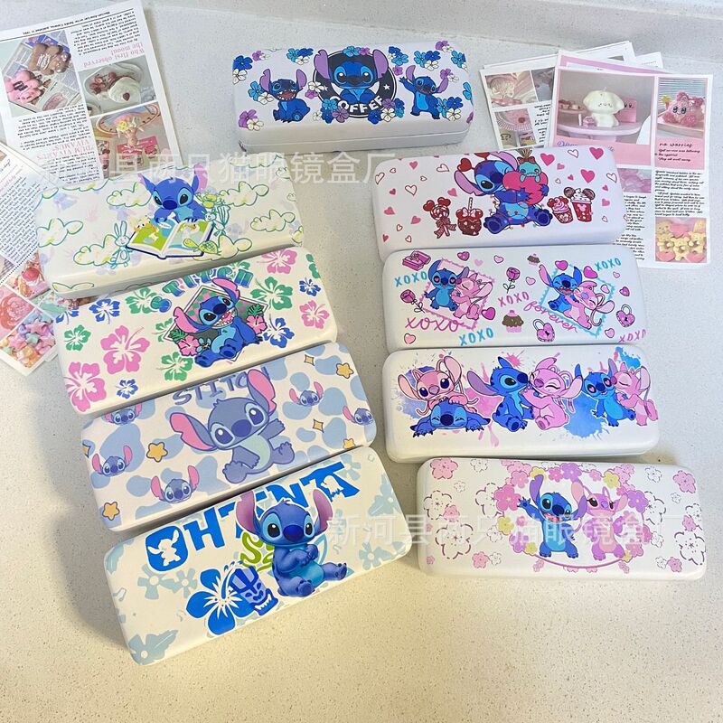 Stitch Animation Peripheral Glasses Case Men's and Women's Student Cute Simple Fashion Portable Nearby Mirror Storage